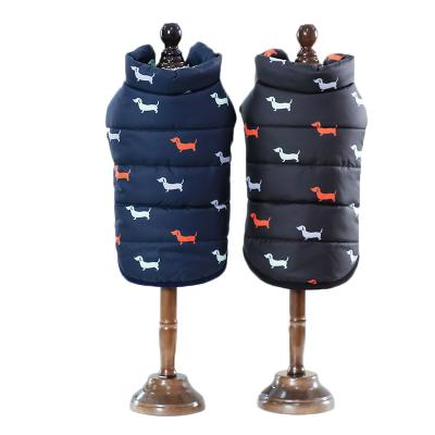 China Viable Concise New Design Printed Coat Winter Dog Vest Puppy Equipment Yorkie Chihuahua Cotton-padded Teddy Clothes for sale