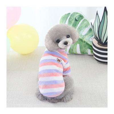 China Concise Viable Warm Fleece Dog Clothes Rainbow Stripe Pet Coat Puppies Shirt Sweater Bulldog Pullover Camouflage Dog Clothes for sale