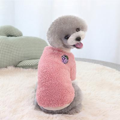 China Warm Concise Viable Fleece Fruit Embroidery Dog Clothes Pet Coat Puppies Shirt Sweater Bulldog Pullover Camouflage Dog Clothes for sale