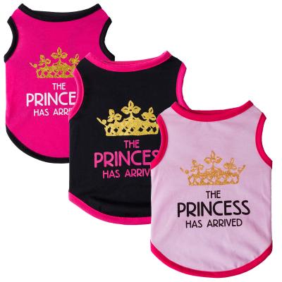 China Viable Wholesale Dog Vest Summer Cotton Cat Clothes Cute Princess Crown Printed Girl Dog Clothes for sale