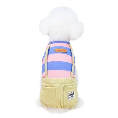 China Sustainable Spring Autumn Dog Clothes Striped Pet Dog Coat Overalls For Small Dogs Chihuahua Pug Pug Pet Hoodies Overall Clothing for sale