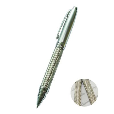 China ACMECN Metal Braid Pen Plating Satin Silver 52g Tip Pen Parker Style Promotional Heavy Refill Rotating Logo Pen Retractable Premium for sale