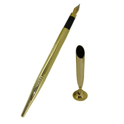 China ACMECN Classic Student Desk and Business Ink Board Pen with Stand Design Gold Banking Writing Fountain Pen Set for sale