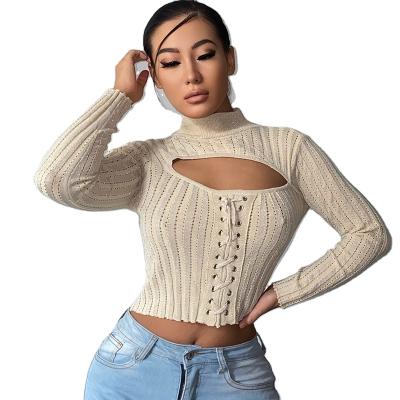 China Anti-wrinkle women's clothing solid color yarn thoracotomy sweater sweaters and knitwear long sleeve for sale