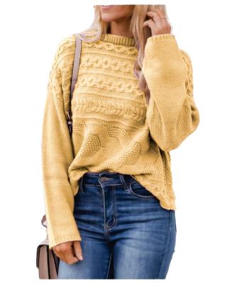 China Autumn and winter women's knitwear round neck anti-shrink cable-knit top sweater women's fall sweater for women for sale