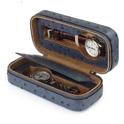 China Popular High Quality Men's 2 Grids Box Travel Watch Case Storage Box Leather Watch Box for sale