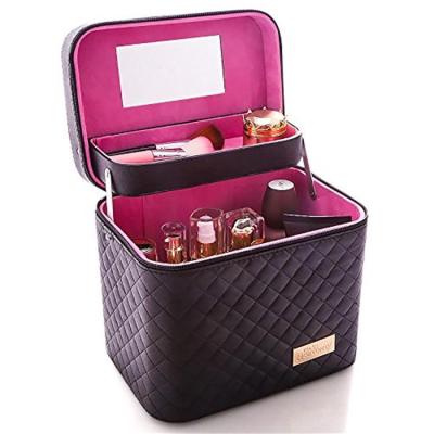 China Custom Hot Selling Cosmetic Box PU Fashion Travel Premium Luxury Cosmetic Leather Portable Storage Box for sale