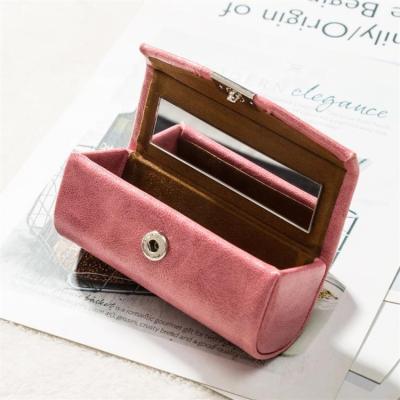 China Mini Makeup Lipstick Handmade Unique Glitter Case Travel Waterproof Leather Cosmetic Case for sale