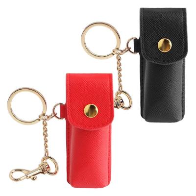 China High Quality Portable Leather Lipstick Case Fashion Lipstick Case Holder With Key Chain for sale