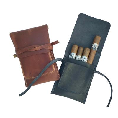 China Handmade Christmas Gift Brown Genuine Leather Cigar Case For Men for sale