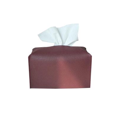 China Eco-friendly Full Color Leather PU Tissua Box Lid Facial Paper Towel Holder Tissue Bag for sale