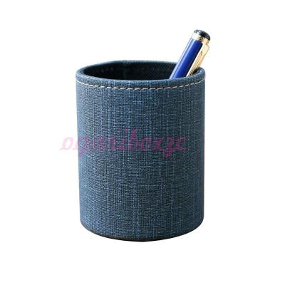 China Pen Organizer Desk Organizer Pen Stand PU Leather Pencil Holder for sale