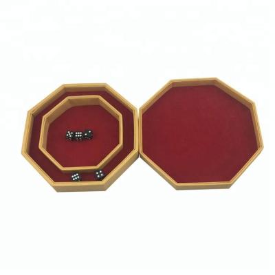 China Factory Cheap Custom Made High Quality Leather Dice Tray Presentation Octagonal Leather Tray with Lid for sale