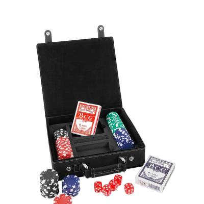 China Fashionable Make Professional Playing Card Game Gift Custom Texas Gaming Deluxe Hold 100 Poker Chips Set for sale