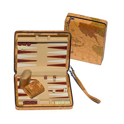 China Small PU high quality hot sale backgammon set with leather case for traveling (juegos de ajedrez) for sale