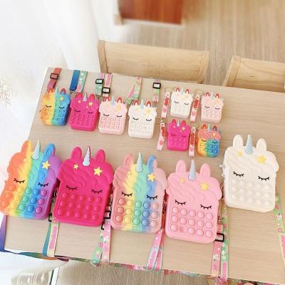 China Reusable Quishy Big Silicone Jelly Unicorn Coin Purse Bubble Squeeze Pops Quishy Big Unicorns Popit Cross Purse For Girls Kids Adults for sale