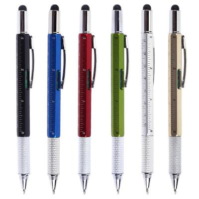 China Capacitive Desk Pen Scale Stylus Touch Screen Canetas de Pen Multifunction Tool Ballpoint Pen Level Promotional Ball Mind Ruler Screwdriver for sale