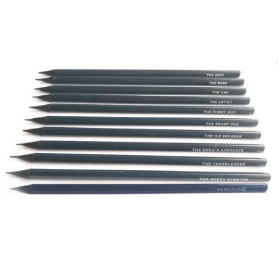 China Promotional Pencil High Quality Triangle All Black Dyed Wood Sharpened Pencil for sale