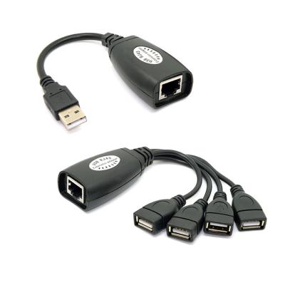 China 4 Ports USB To RJ45 Hub Cable 150FT Network CAT5/5E/6 Supplement 50m USB Supplement Adapter 2.0 USB Hub F112 for sale