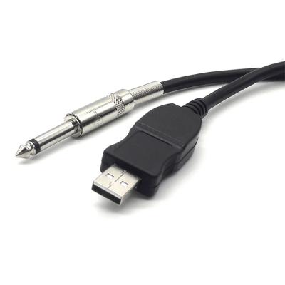 China 3m Usb Guitar Link Cable Low Noise USB To 6.35mm Jack Audio Cable Guitar Instrument Cable For PC/Mac Recording for sale