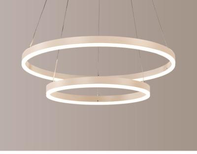 China Modern Different Diameter White Finish Inside Ring Led Pendant Lamp Led Hanging Light For Hotel Lobby for sale