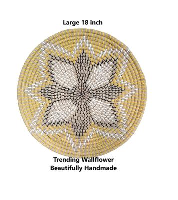 China Modern Round Hand & Woven Wall Hanging Basket Rattan Wall Decor For Living Room Or Bedroom Home Decor for sale