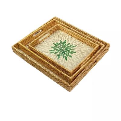 China Sustainable New Collection Natural Rattan And Ceramic Rattan Tray With Oval Shape From Ceramic Trays Vietnam for sale