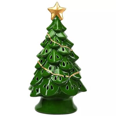 China Classic High Quality Ribbon Glass Christmas Tree Ornaments LED Light For Christmas Decoration Supplies for sale