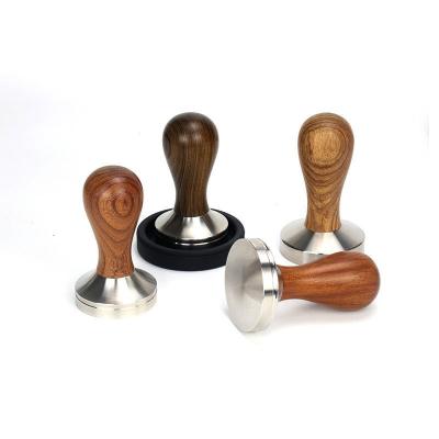 China Viable Hot Selling Bartender Tools 51mm 53mm 58mm Espresso Stainless Steel Wooden Coffee Tamper With Wooden Handle for sale