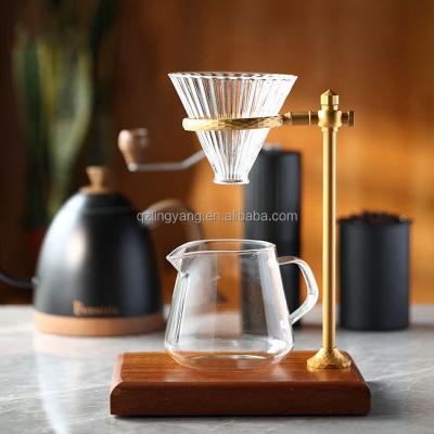 China V60 Coffee Machine Tool Set Coffee Viable Outer Cup Holder Solid Wood Base Coffee Spout Set for sale