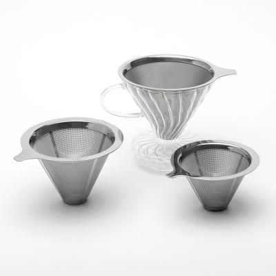 China Hand-brewed Coffee Filter Reusable Environmentally Friendly Reusable Coffee Filter Tea Slag Funnel 304 Stainless Steel Overlay Coffee Filter for sale