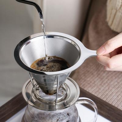 China Sustainable Factory Sales Reusable Stainless Steel Drip Pour Over Rack Mesh Coffee Filter for sale