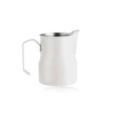 China Sustainable Cheap Super Markets Customized Logo 304 Stainless Steel Milk Jug Milk Measuring Pitcher For Cafes Shop Home for sale