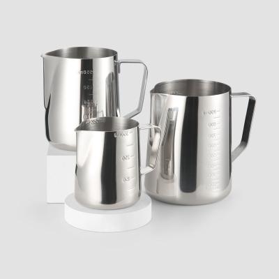 China Factory Price Viable List New Thickened Stainless Steel Milk Pitcher Milk Cup With Scale Measuring Cup Coffee Milk Jug for sale