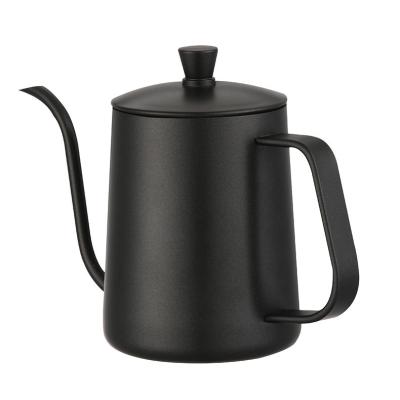 China WITH LID Coffee Accessories Black Stainless Steel Spill Over Spout Ear Hanging Coffee Pot Pour Coffee Drip Pot Kettle for sale