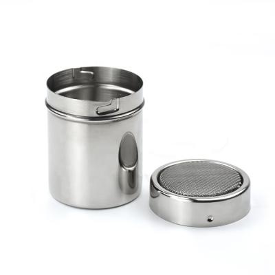 China Viable Seasoning Stainless Steel Salt Pepper Shaker Sugar Chocolate Cocoa Powder Can Shaker for sale