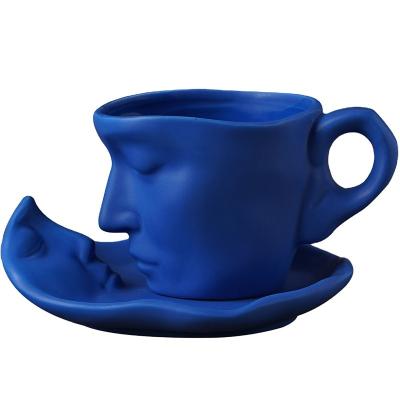 China Wholesale New Viable Luxury Face Lover Ceramic Mug Handmade Kissing Ears Coffee Mugs For Gift for sale