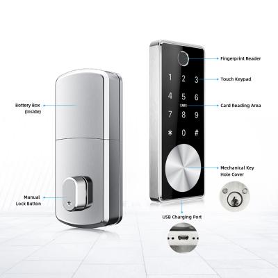 China Fingerprint Door Lock Zinc Alloy Gate Door Lock Finger Identification Size 150mm*60mm for sale