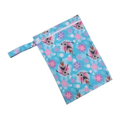 China Waterproof With Print Cute Waterproof PUL Solid Colors Diaper Bags Single Zipper Dry Wet Bag Printed Wet Bag Double Pocket Zipper Closure for sale