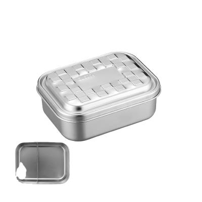 China Steamable 304 Stainless Steel Lunch Box Without Handle Double Compartment Student Office Lunch Box for sale