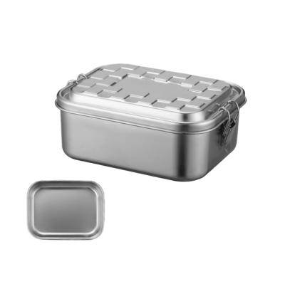 China Steamable Wholesale 304 Stainless Steel Food Storage Box Double Loop Rectangular Bowl for sale