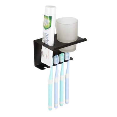 China Viable Stain Wholesale Daily Black Single Wall Aluminum Alloy Cup Toothbrush Holder for sale