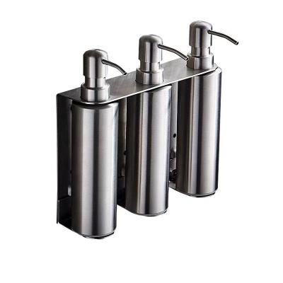 China Foam Soap Dispenser Stainless Steel Bathroom Hand Soap Bottle Hotel Wall Hanging Soap Dispenser Shampoo Bottle for sale