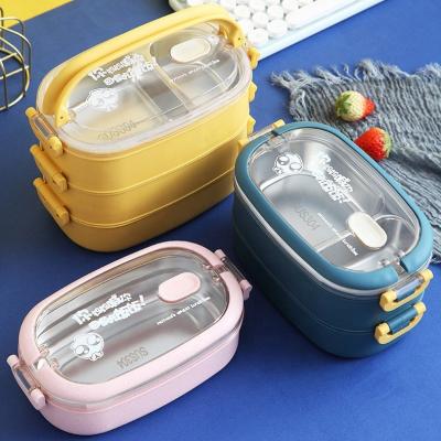 China Freshness Preservation Stackable Airtight Market Unions Food Storage Container Bo xloncheras escolares kids 1layer 2 Layers Microwave Lunch Box for sale