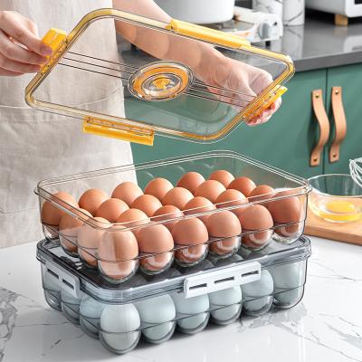 China 2022 Stackable Hot Amazon Selling Organizer Kitchen Freshness Storage Plastic Pet Fridge Stackable Eggs Storage Box for sale