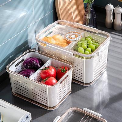 China 5pcs/set Plastic Stackable Freshness Preservation Storage Boxes Keep Fresh Food Storage Box Freezer Drawer Kitchen Container for sale