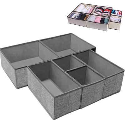 China 6 PCs Modern Collapsible Foldable Underwear Drawer Organizer and Closet Dividers Cloth Storage Box Organizer for sale