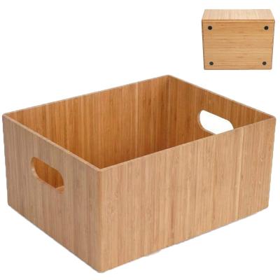 China Universal Eco Friendly Kitchen Supplies Storage Barrel With Handle Box Organizer Bamboo Baskets Storage for sale