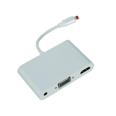 China Desktop Connect to Projectcor HDTV Mobile Phone Lightning Type C to VGA AUDIO to Power Supply Adapter for sale