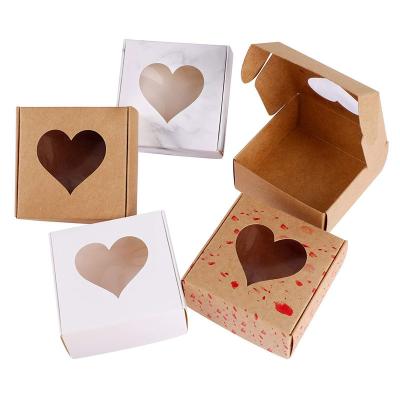 China Recyclable / Biodegradable Custom Size Heart Window Kraft Paper Gift Box For Goodies Gift Box With Window for sale